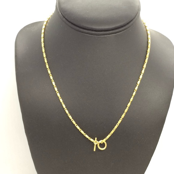 !!SOLD!! MADEWELL TOGGLE NECKLACE CHAIN GOLD TONE MINIMALIST QUIET LUXURY - Picture 6 of 13